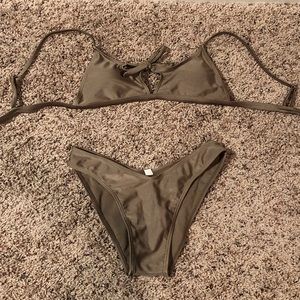 Zaful Metallic Bikini Set with Metal Clasp